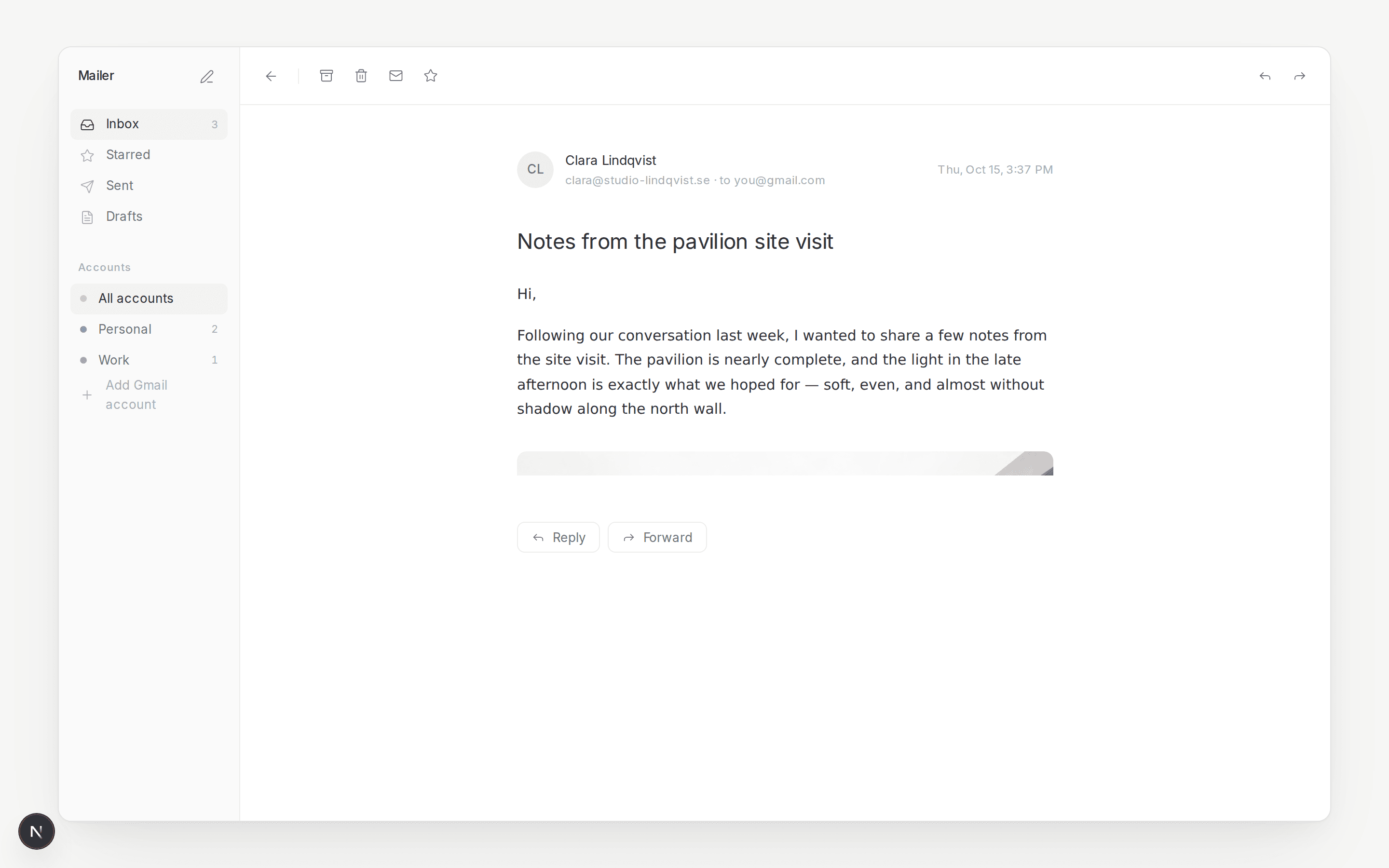 Mailer reading view